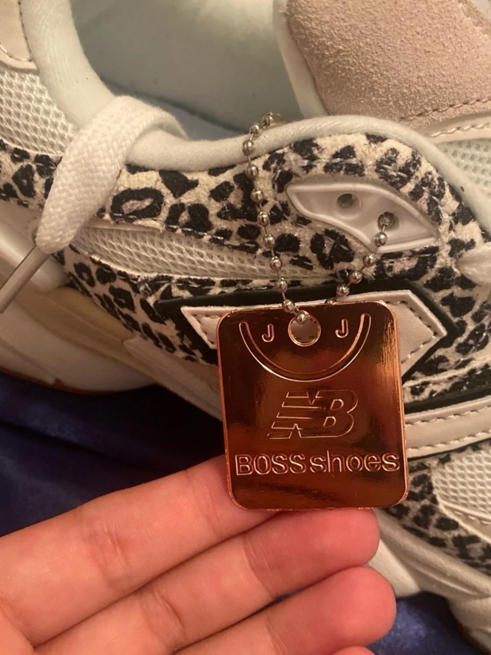New Balance Women's Cream & Tan Leopard Accent Sneakers - Picture 2 of 4